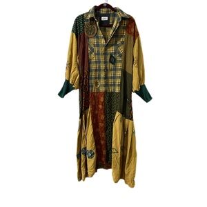 Staley Gretzinger Vintage Patchwork Midi Dress Ling Sleeved